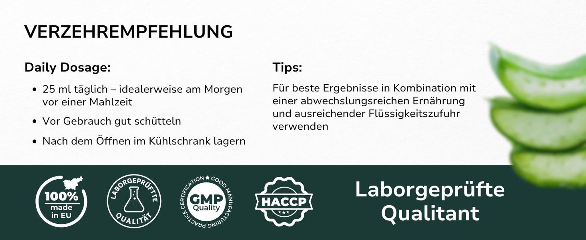 Natürlicher Saft aus dem Inneren von Aloe barbadensis Mill Blättern