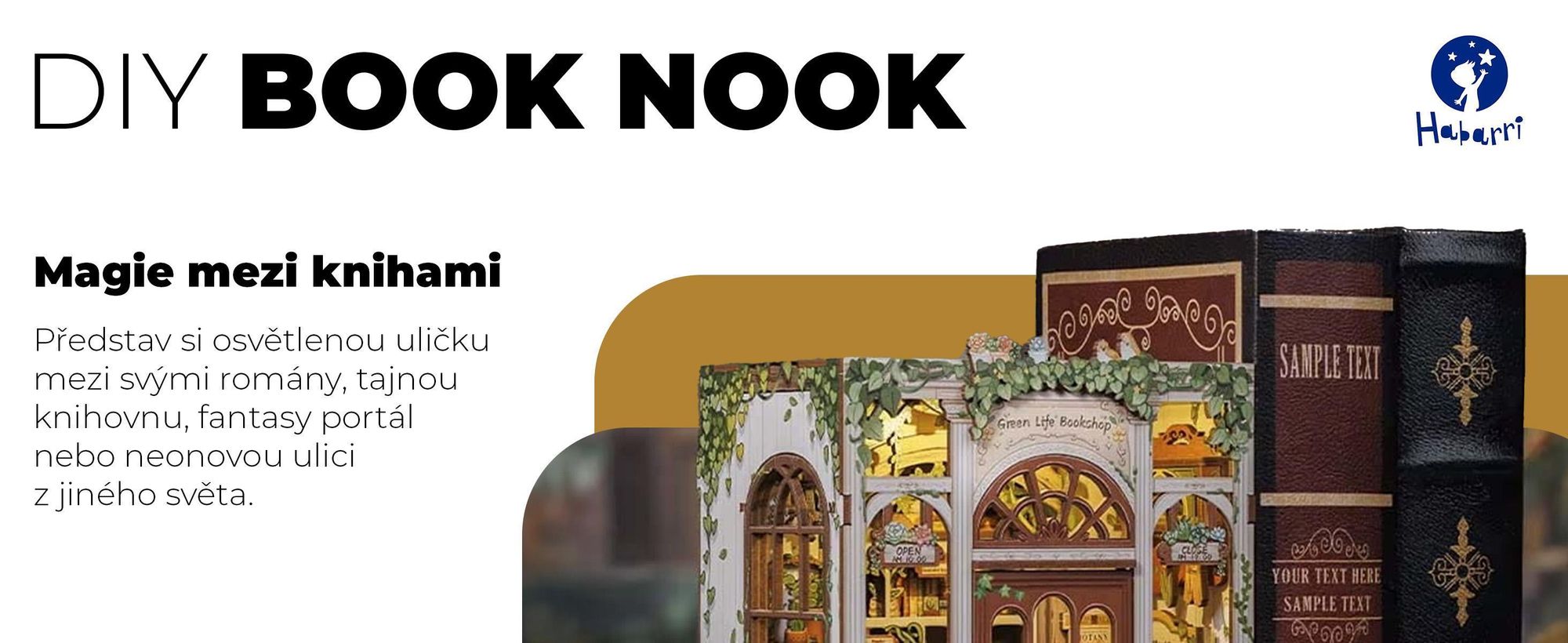Habarri, DIY Book Nook, Puzzle 3D, 3d puzzle, Miniaturní Dům, dekorace skříňky