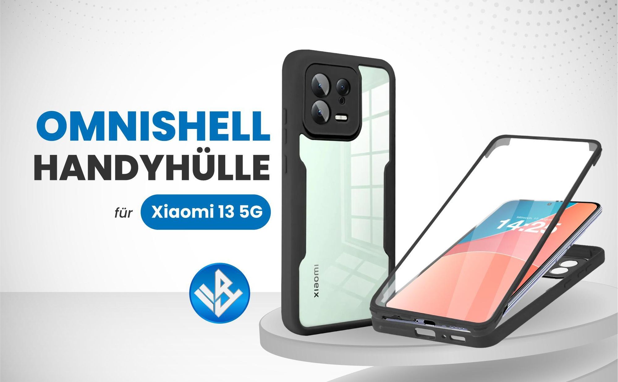 Schwarze 360 Grad Hülle für Xiaomi 13 5G mit Kameraschutz