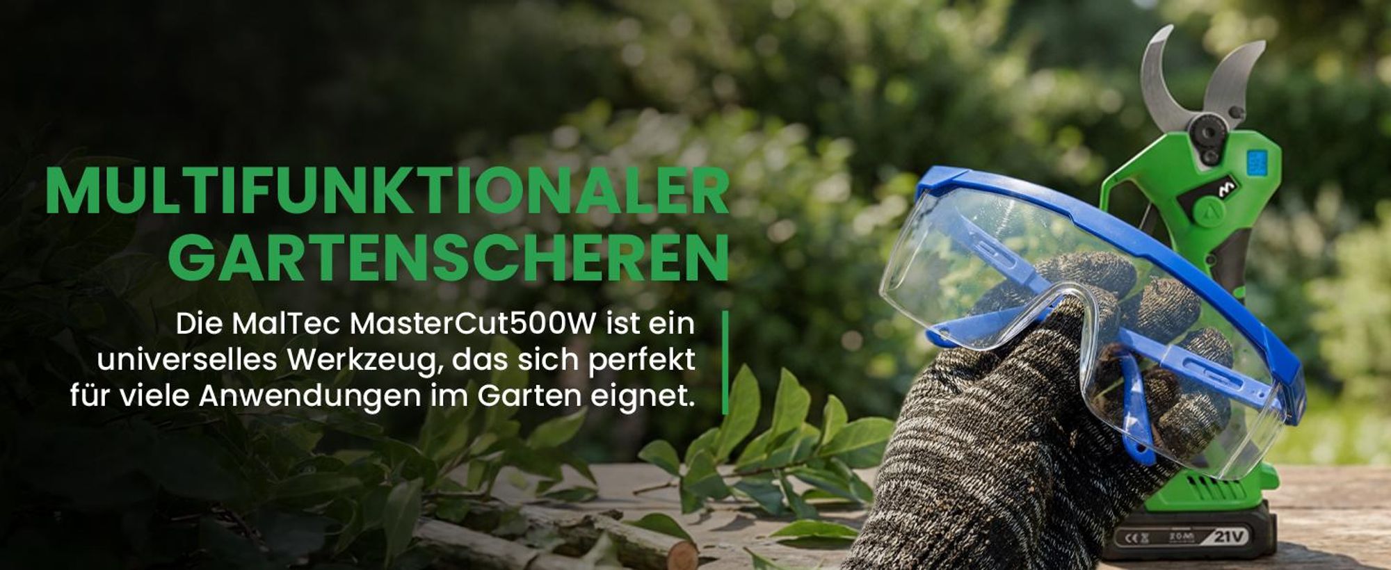 Elektrische Gartenschere Astschere mit 2xAkku 2Ah