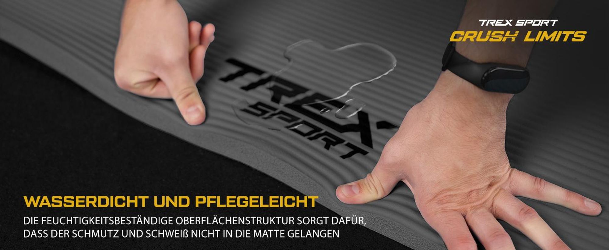 TREX SPORT Gymnastikmatte Fitnessmatte 2cm TX-029NGM | Yogamatte Pilates 190×80×2cm | Trainingsmatte rutschfest, wasserdicht | Sportmatte grau