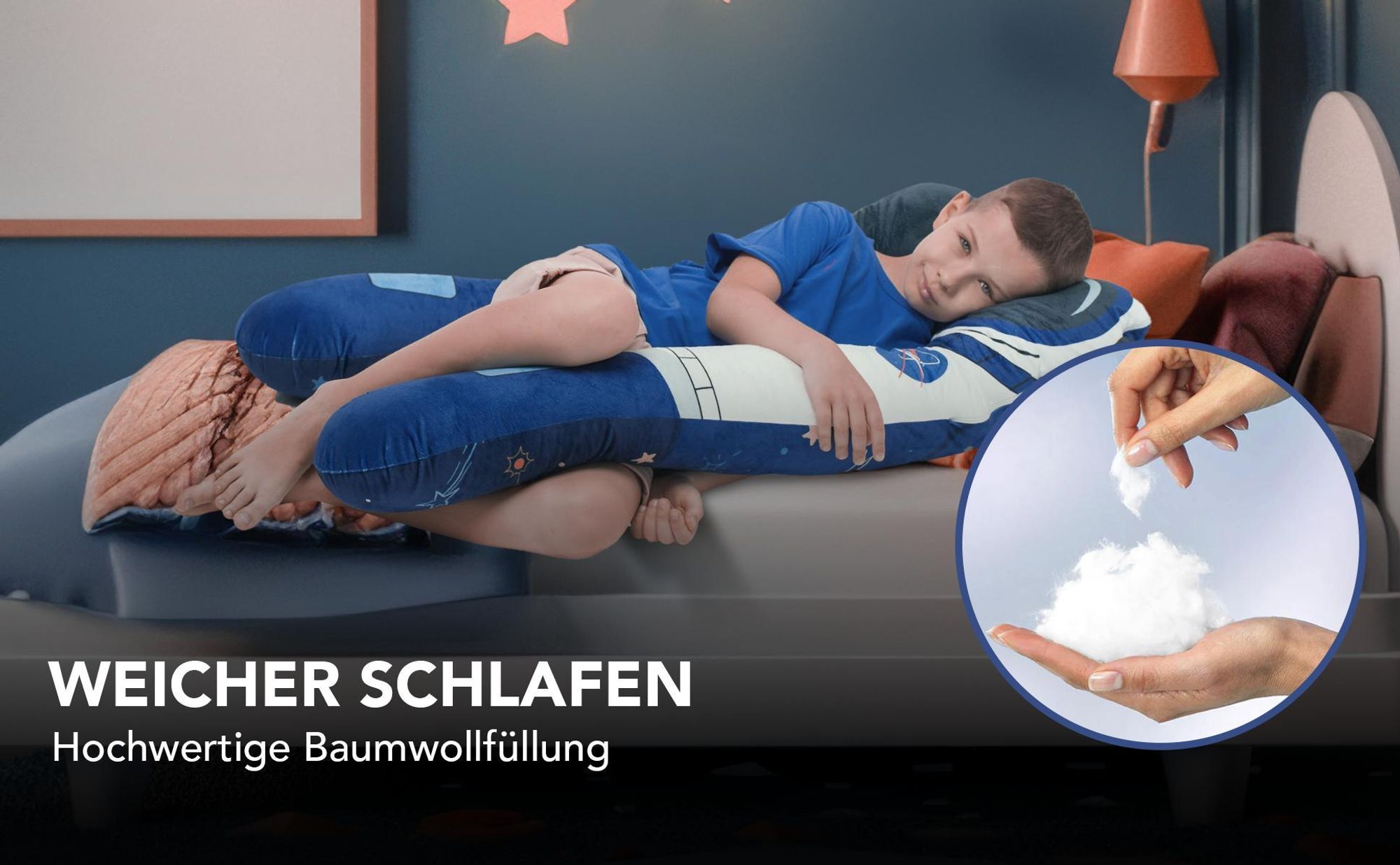 KomfortKissen™ Kids – Ergonomisches Kinder-Körperkissen 60x120 cm - Mikroplüsch (Kuschelig) / Fox