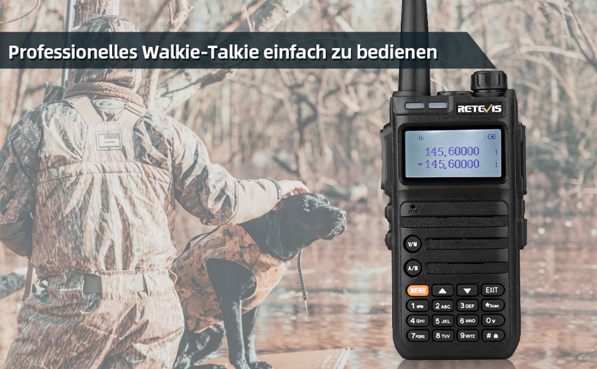 Retevis RA685 Amateurfunkgerät, Dual Band Funkgeräte mit 1800 mAh Batterie, Langstrecken Walkie Talkie für Erwachsene mit 128 Kanälen USB Ladegerät 2X