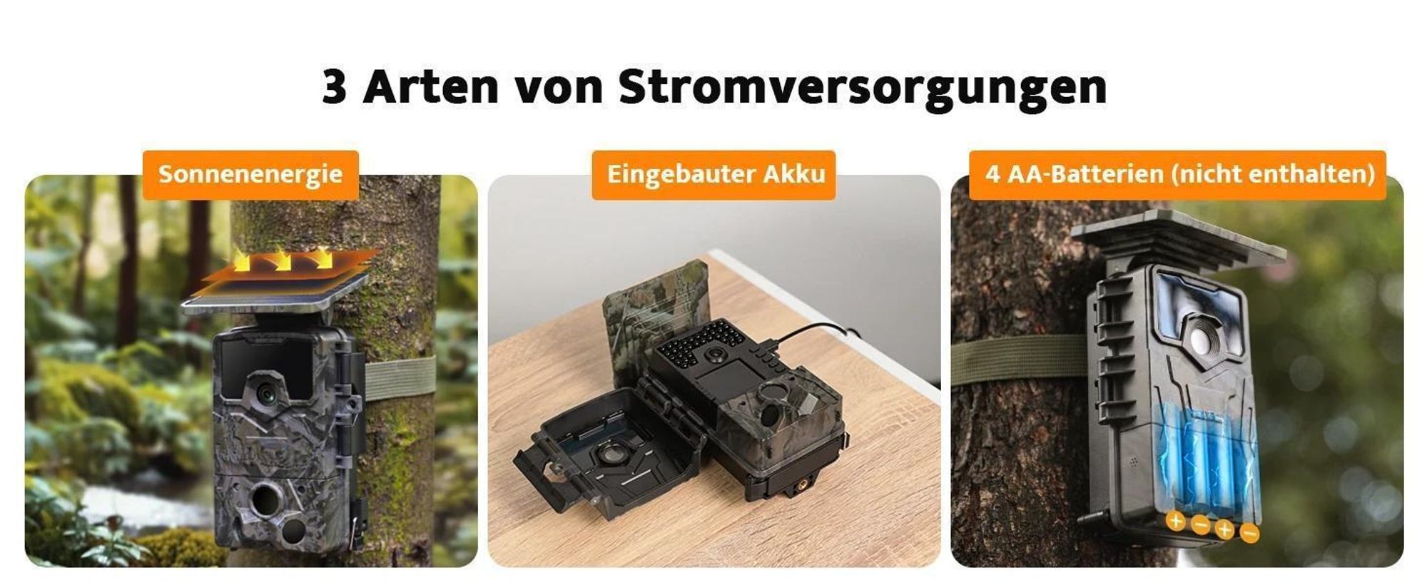 Usogood 4K Solar Wildkamera Bewegungsmelder Jagd 0,2s Nachtsicht Wiederaufladbare