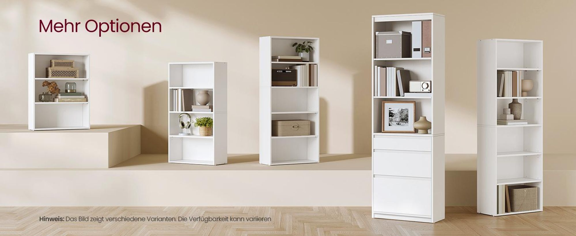 VASAGLE Bücherregal, Hochschrank, 3 Schubladen, verstellbare Ablagen