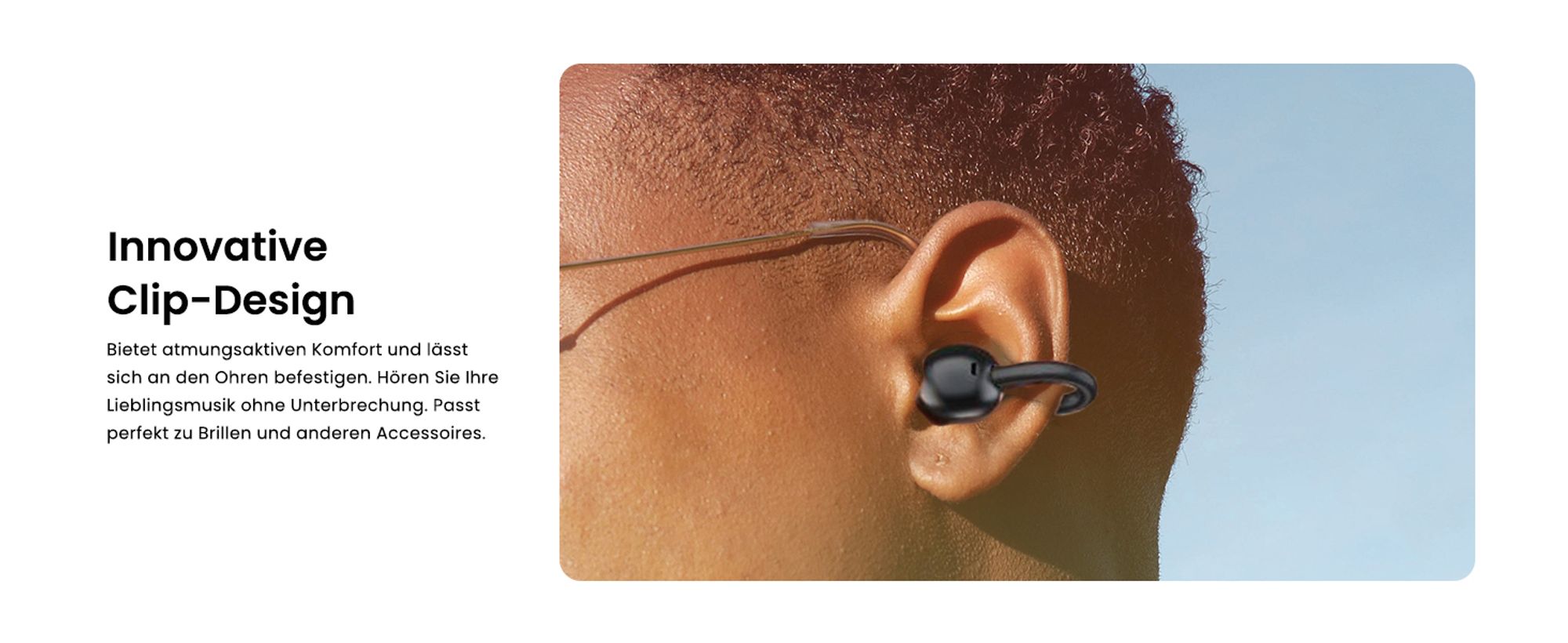 Bluetooth Kopfhörer, Sport Kopfhörer, In Ear Kopfhörer, Bluetooth 5.4 Sport-Kopfhörer( Offenes Ohrclip-Design , HiFi Stereo, 60 Std Laufzeit, IPX7）