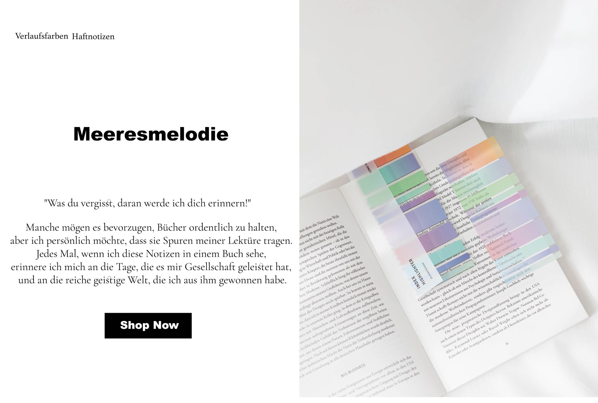 Ordinate-Meeresmelodie Farbenrauch Lange Sticky Notes | Haftnotizen Tabs | Streifen zum highlighten | Textmarker | Lesezeichen