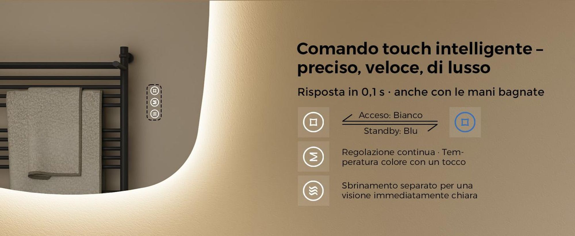 S'AFIELINA 95×60 cm specchio da bagno con illuminazione Specchio ovale a LED con interruttore a sfioramento, dimmerabile a 3 colori di luce regolabili, antiappannamento, funzione memoria