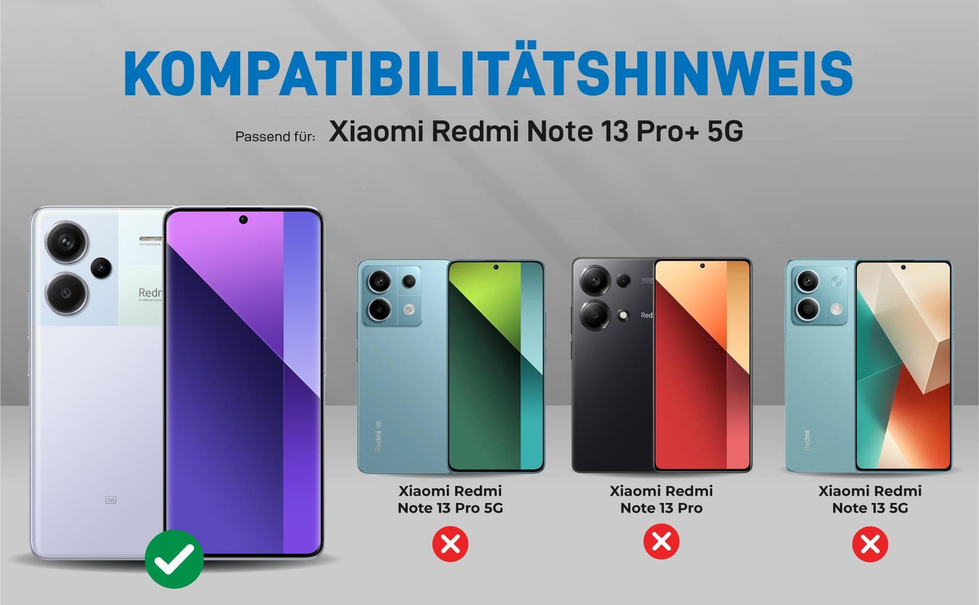 Kompatibilitätshinweise Hülle für Xiaomi Redmi Note 13 Pro+ 5G