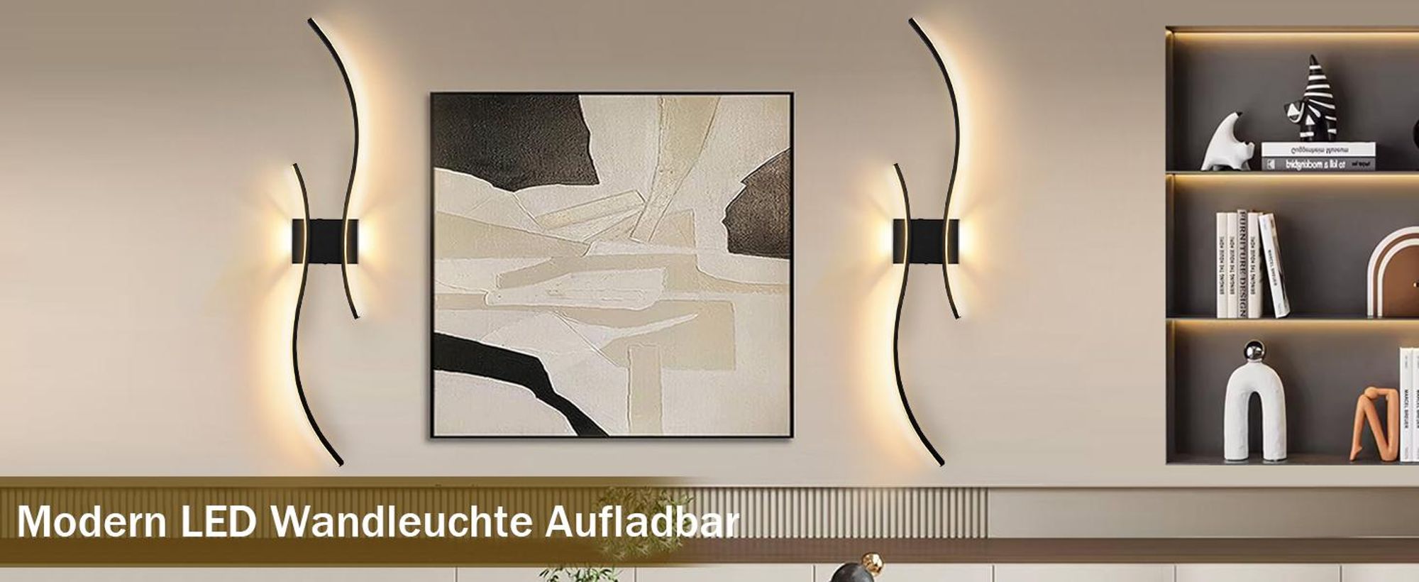2 Stück LED Wandleuchte Innen Modern Dimmbar 3 Farbtemperaturen Wiederaufladbar Wandlampe mit Fernbedienung