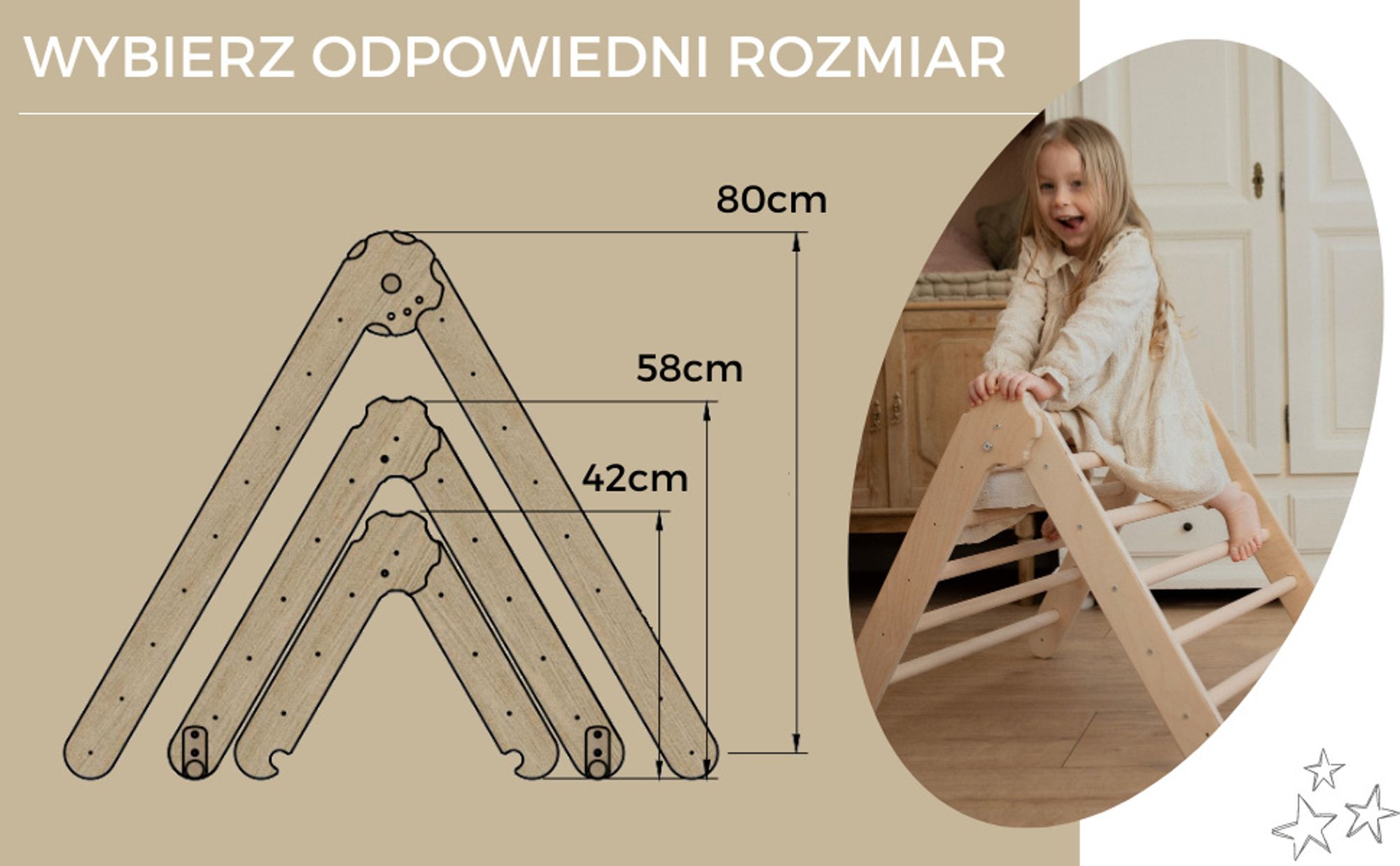 MAMOI® Trójkąt wspinaczkowy dla dzieci | Drewniana drabinka dla dzieci Trójkątna drabinka | Wielofunkcyjny trójkąt wspinaczkowy montessori | Piramida