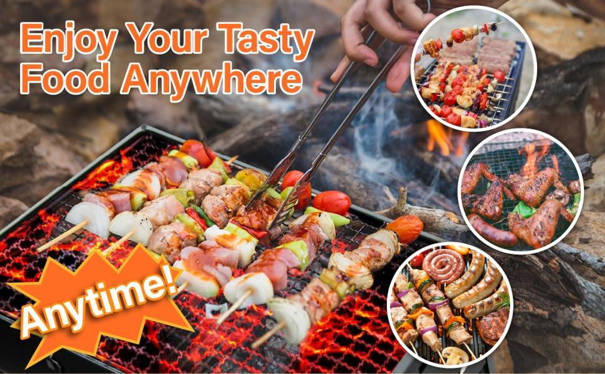 Holzkohlegrill, Reisegrill, Edelstahl Campinggrill, Klappgrill, Koffergrill, Tischgrill, Gartengrill, für Picknick, Garten, Terrasse, Camping, Reisen