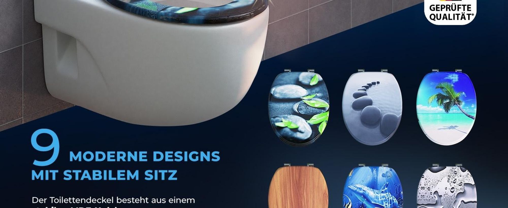 CASARIA WC Sitz mit doppelter Absenkautomatik Stein & Laub