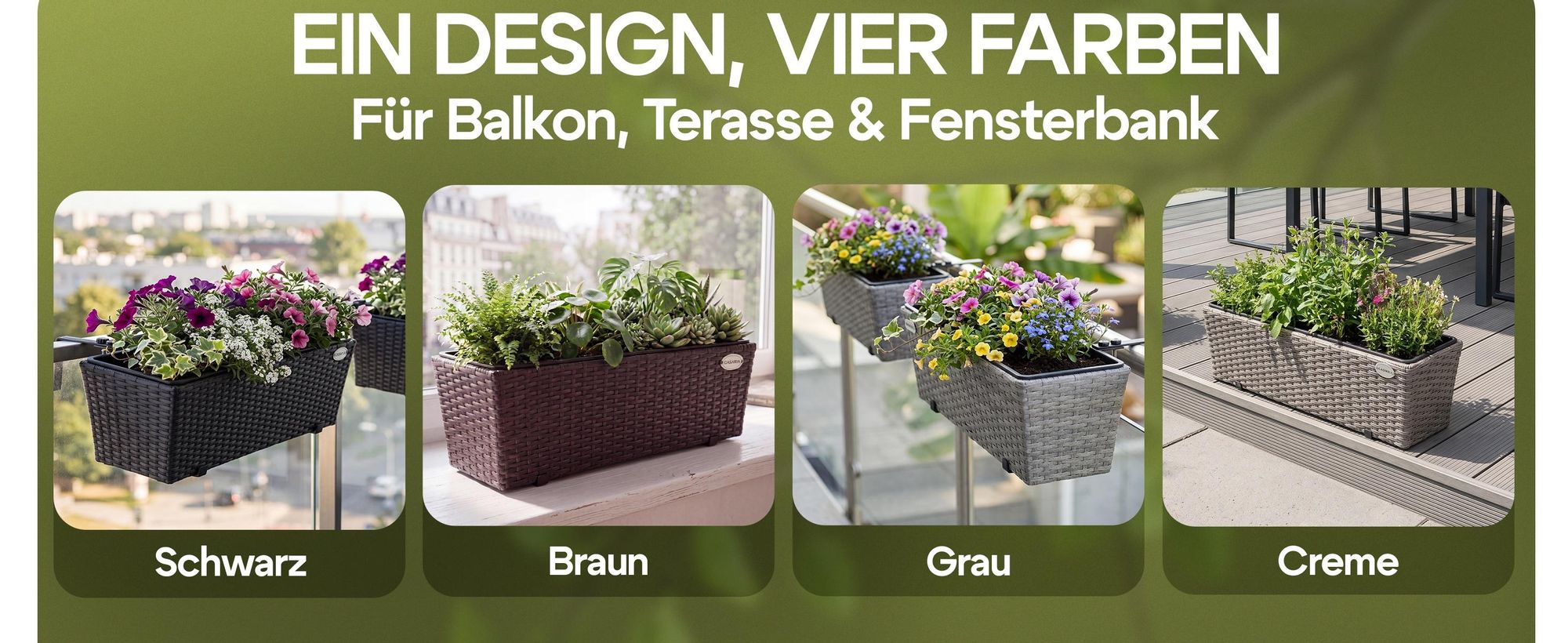 CASARIA® Blumenkasten 2er Set 11 Liter Montagehalterung indoor outdoor Geländerkasten Balkonkasten Pflanzkasten schwarz