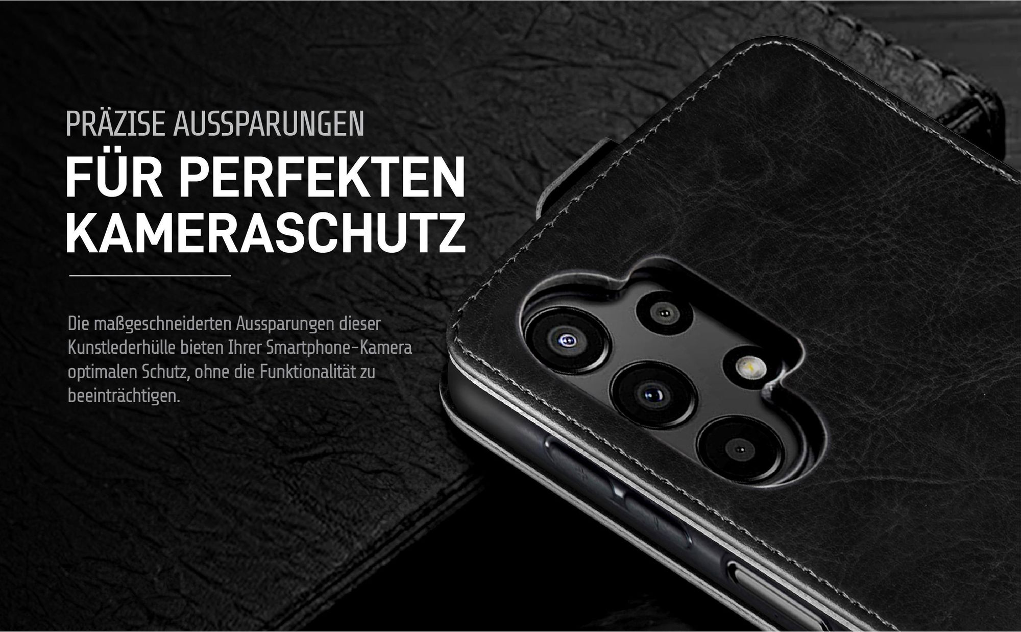 Klapphülle in Schwarz mit Kameraausschnitt für Samsung Galaxy A13