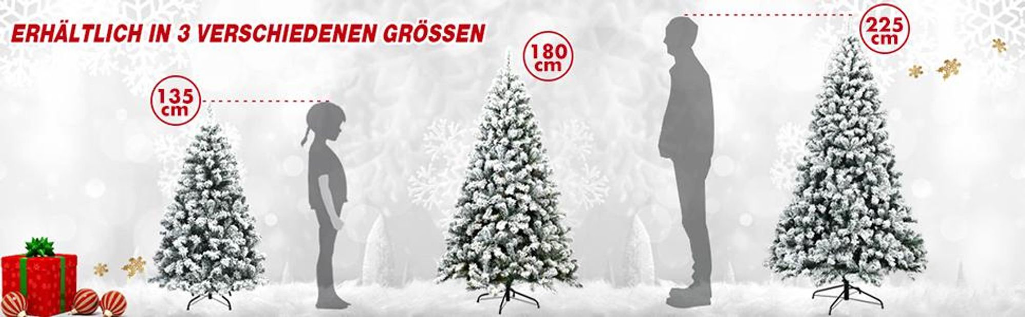 COSTWAY Künstlicher Weihnachtsbaum 230cm, Tannenbaum 1346 PVC-Nadeln mit Schnee, 550 warmweißen LEDs & Metallständer, Christbaum Kunstbaum Weihnachten