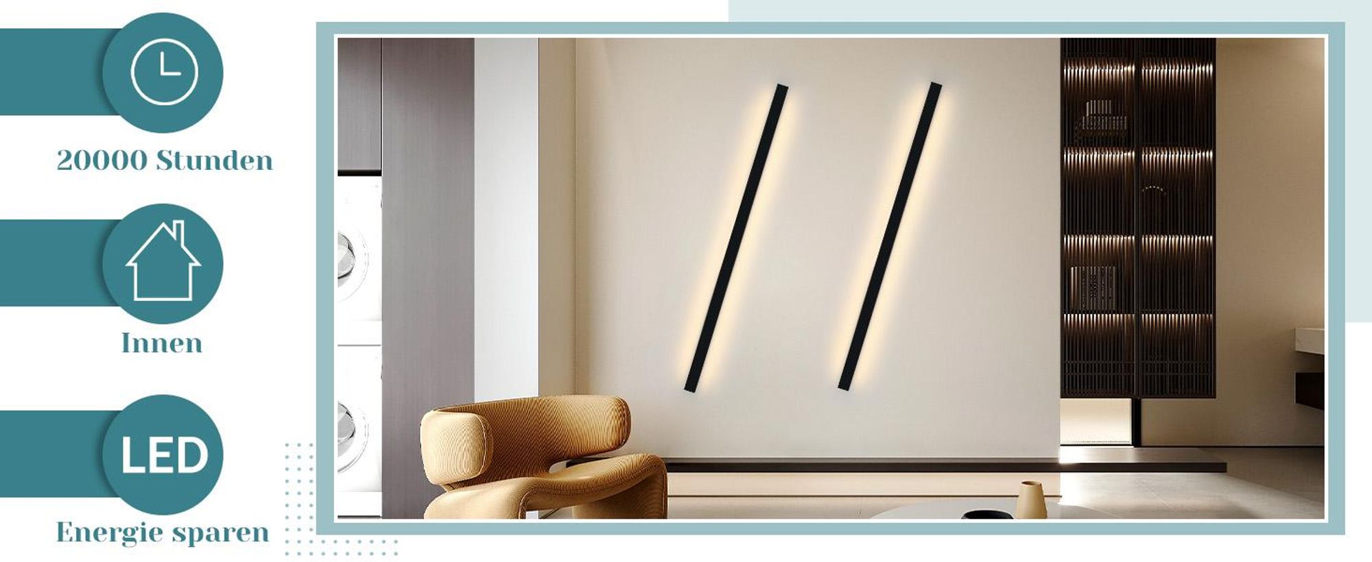 ZMH 2er Wandlampe led Wandleuchte innen - Modern 100CM 34W Flur Up Down Warmweiß Flurlampe Wohnzimmerlampe Schwarze Bettlampe Wandbeleuchtung für Treppenhaus Wohnzimmer Kinderzimmer Schlafzimmer