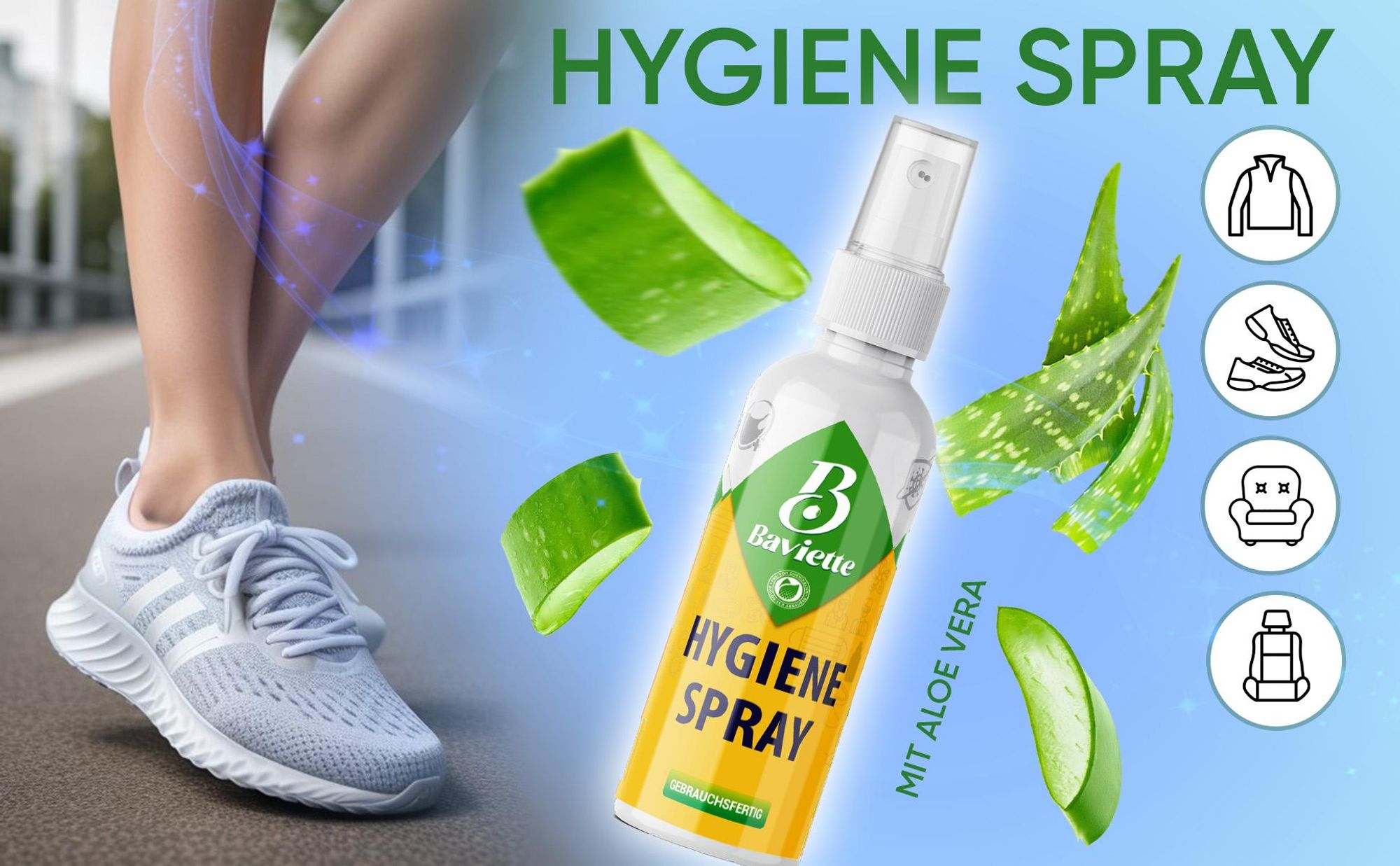 Baviette ProBio Fresh 50ml – Nachhaltige Frische für Schuhe, Socken, Textil, probiotisch mit 7 Milliarden Mikroorganismen, neutralisiert Schweißgeruch