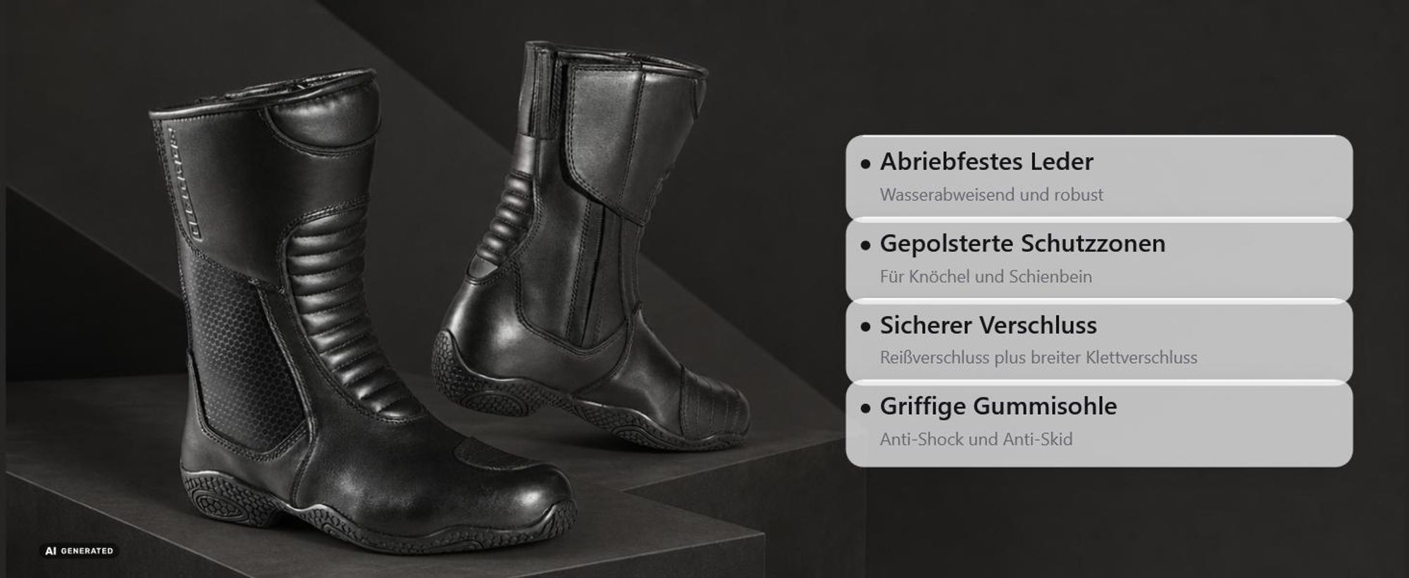 Bogotto Zora wasserdichte Damen Motorradstiefel, schwarz, 41