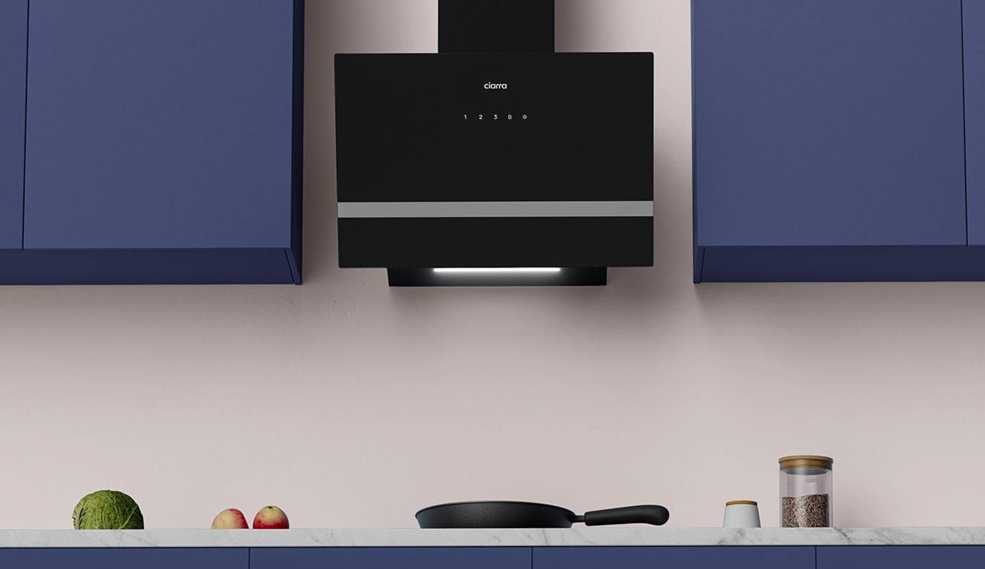 CIARRA Hotte aspirante A+++ 650 m³/h Hotte aspirante 60cm WIFI + APP & Touch Control BOOST VM6736HB