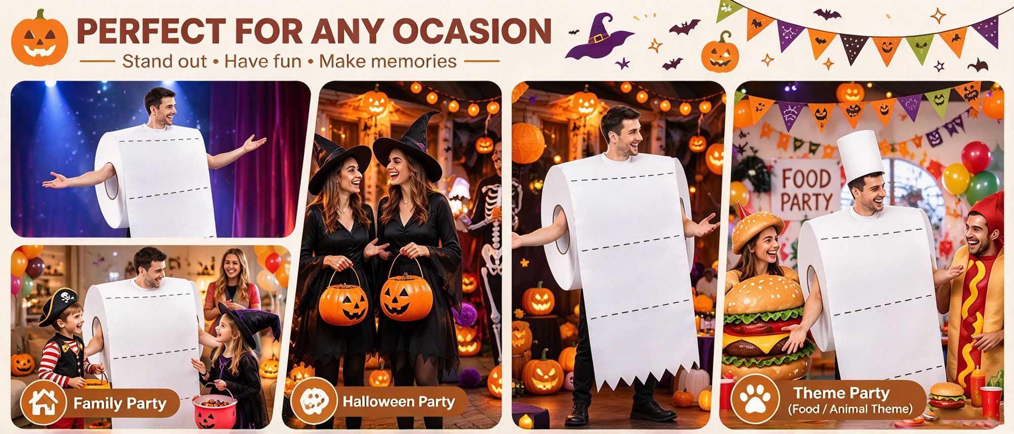 Juksun Klopapier Kostüm Toilettenpapier weiß Einheitsgröße 165-185cm für Halloween und Mottoparty Rollenspiel