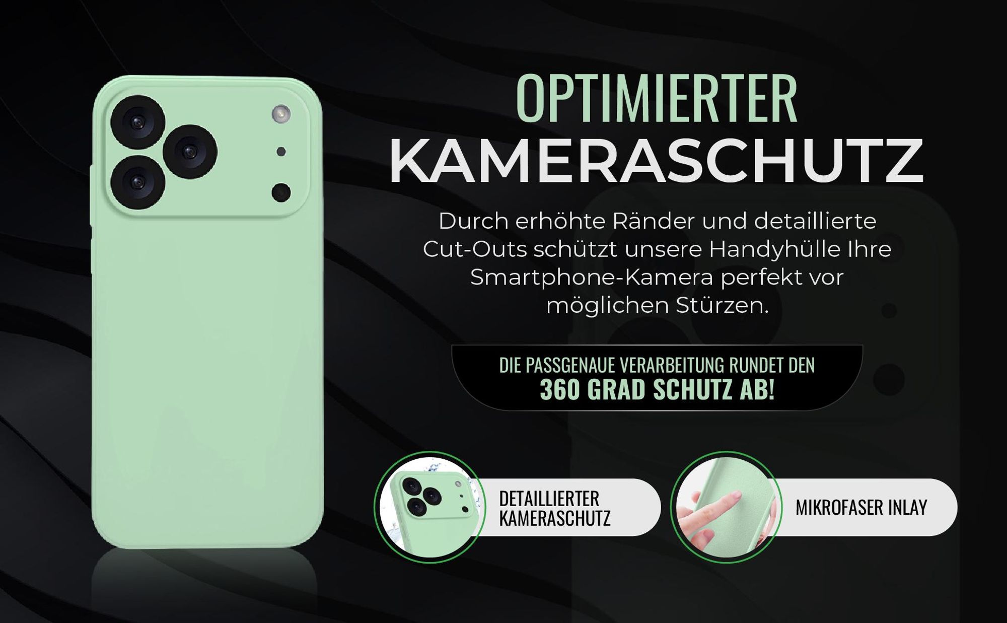 Handyhülle in Türkis für Apple iPhone 18 Pro in detailliertem Kamera Cutout