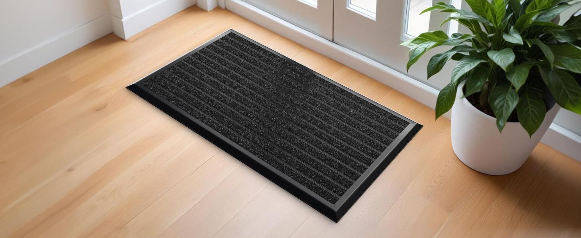 Fußmatte Außen Schmutzfangmatte für Draußen - 40 x 60 cm schwarzem Aluminiumrand Wetterfester Fußabstreifer Outdoor Fußmatte