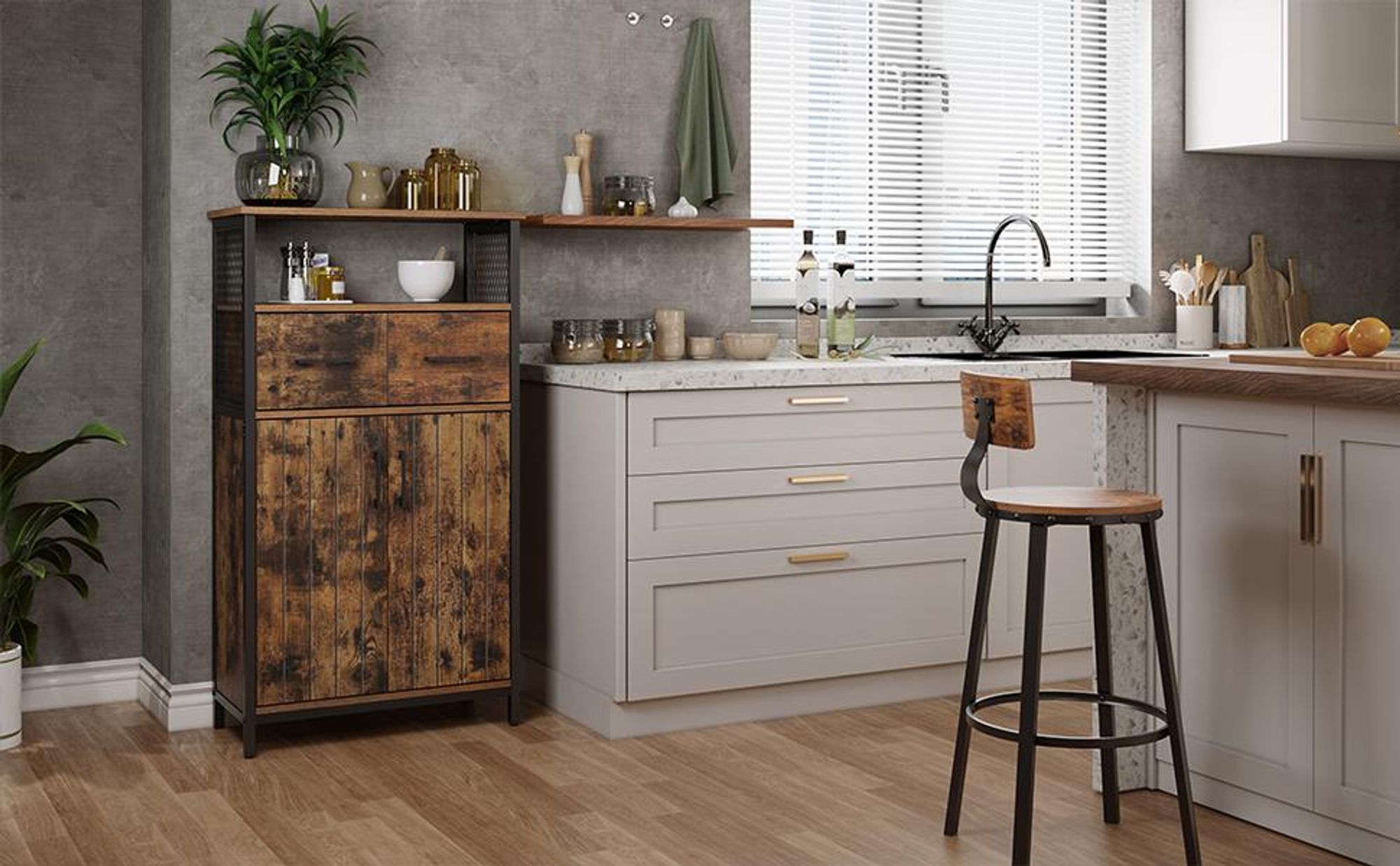 VASAGLE Highboard Sideboard, verstellbare Ablage, 108 x 60 x 30 cm