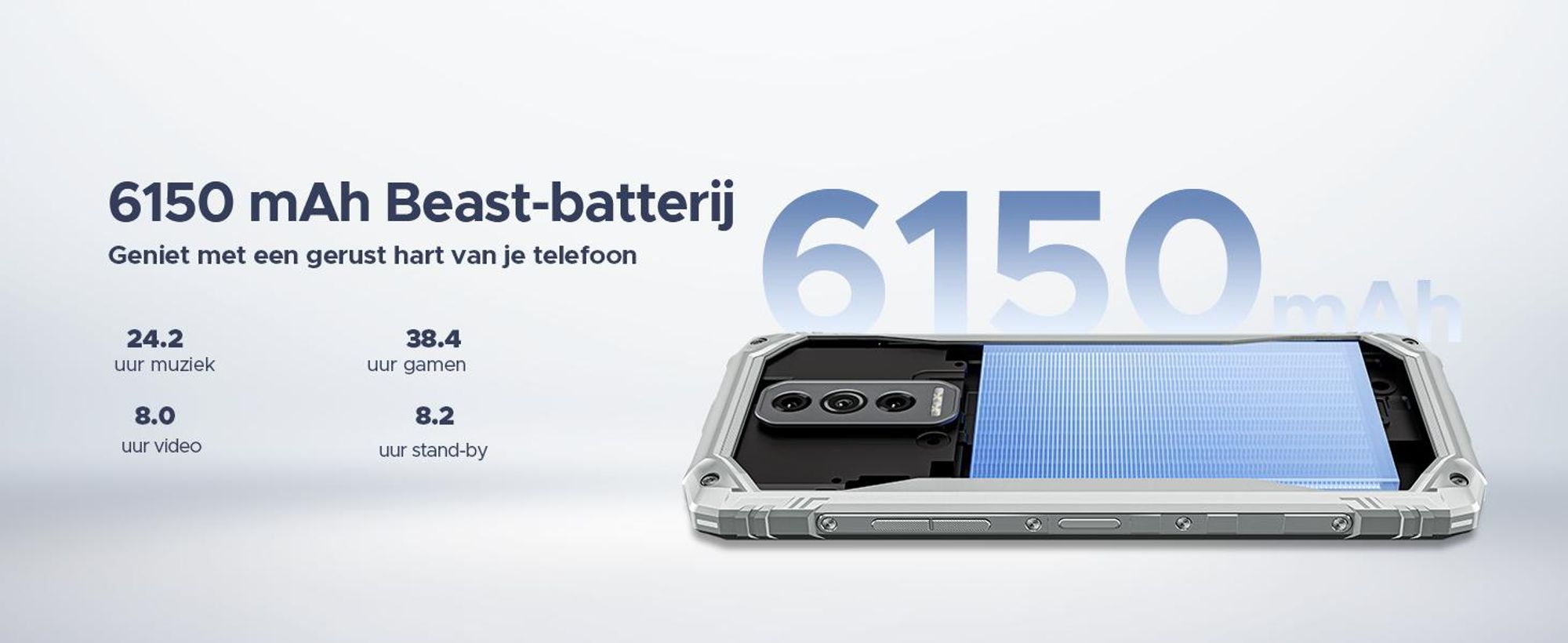 DOOGEE Blade10 Ultra Energy: Robuuste outdoor smartphone, Android 16, IP68/IP69K, 6,56" scherm met 90Hz, 6150mAh batterij, 36+128GB opslag, 64MP camera, NFC, vingerafdruksensor, zonder abonnement