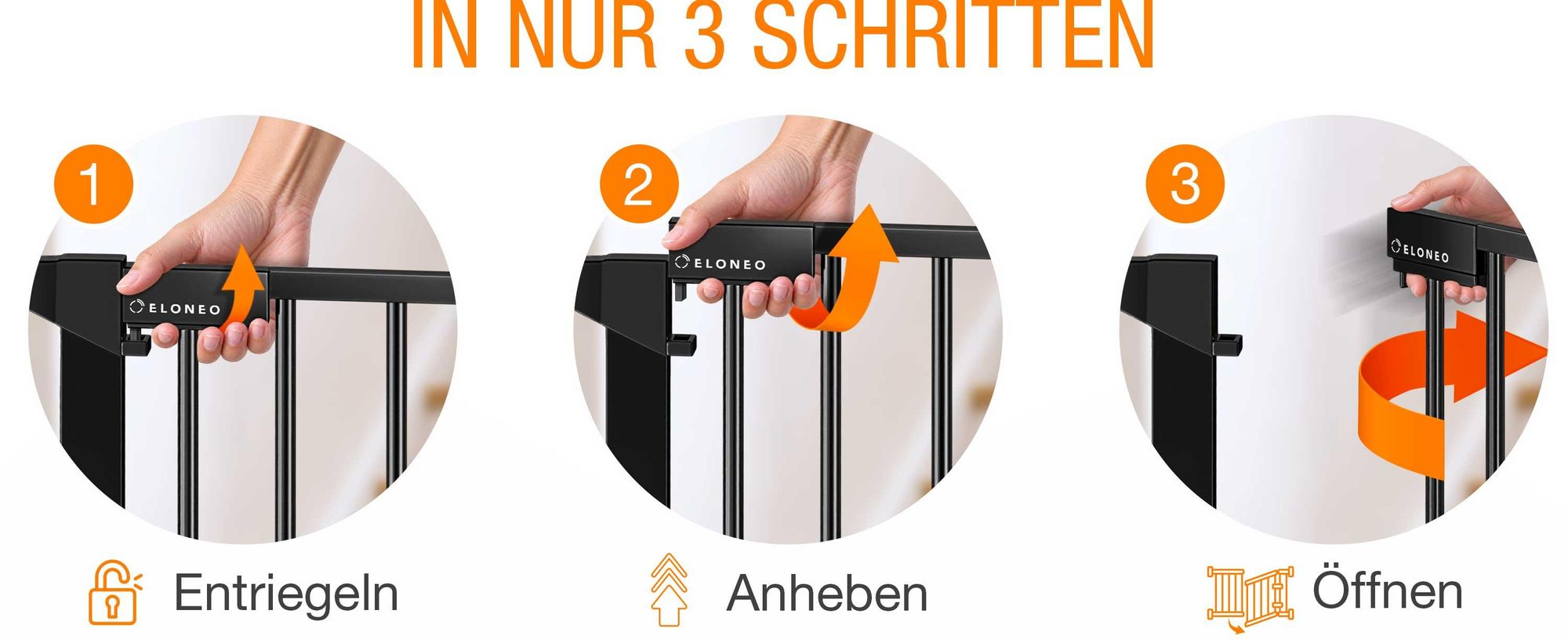 ELONEO Kaminschutzgitter, 75cm hoch, Ofenschutzgitter aus Metall mit Sicherheitsverschluss, Kinderschutz, Treppengitter, Türgitter, Hundegitter
