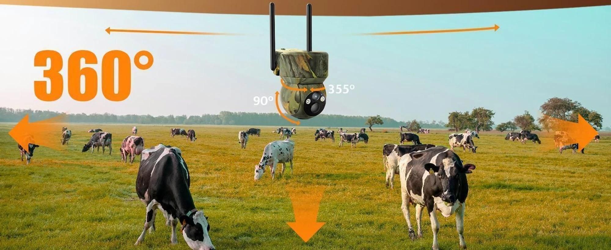 4G LTE Solar Wildkamera 2K 360° PTZ mit Handyübertragung App SIM Karte 32GB Speicherkarte Bewegungsmelder Nachtsicht Wildtierkamera
