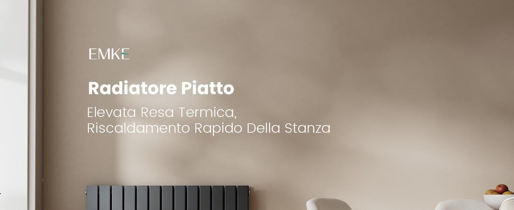 Radiatore EMKE orizzontale, radiatore a pannello di design 630x620mm antracite a doppio strato riscaldamento laterale piatto, 826W senza elemento riscaldante
