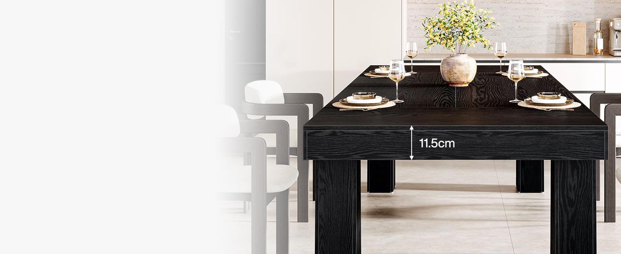 Tribesigns Esstisch, 160 × 80 cm Rechteckiger Küchentisch mit Robusten, Moderner Schwarz Holztisch für Esszimmer, Café, Restaurant, Schwarz