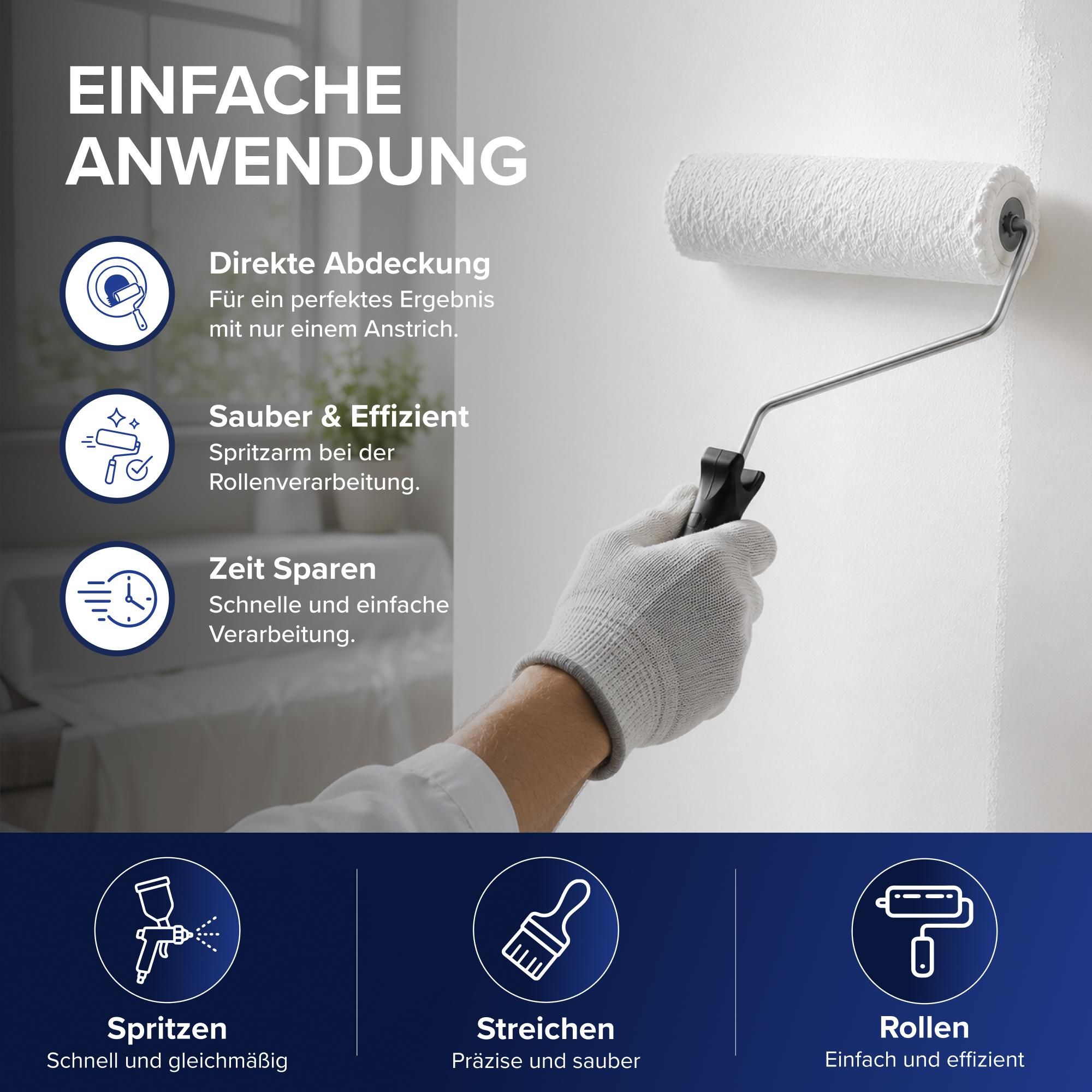 Plid Wandfarbe Schneeweiß 5L – für ca. 30m² / Innenfarbe Weiß mit hoher Deckkraft – matte Dispersionsfarbe, spritz- & geruchsarm