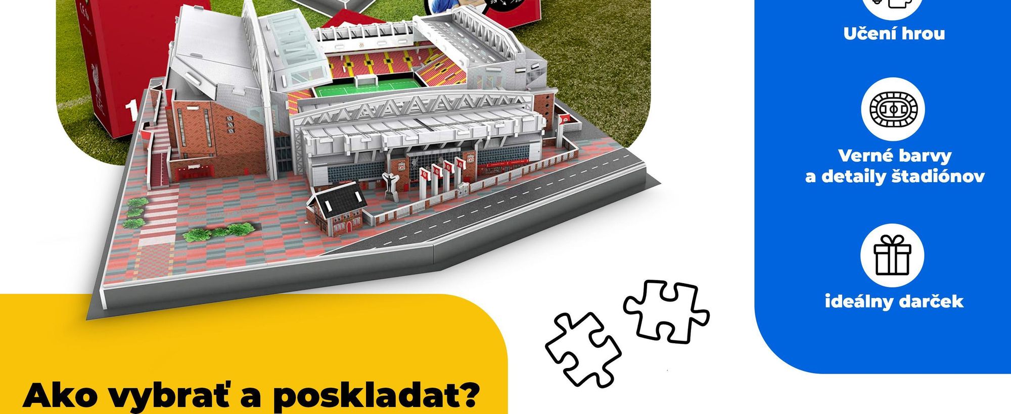 Puzzle 3D, 3d puzzle, Futbalový štadión, Pre futbalových fanúšikov, Futbal