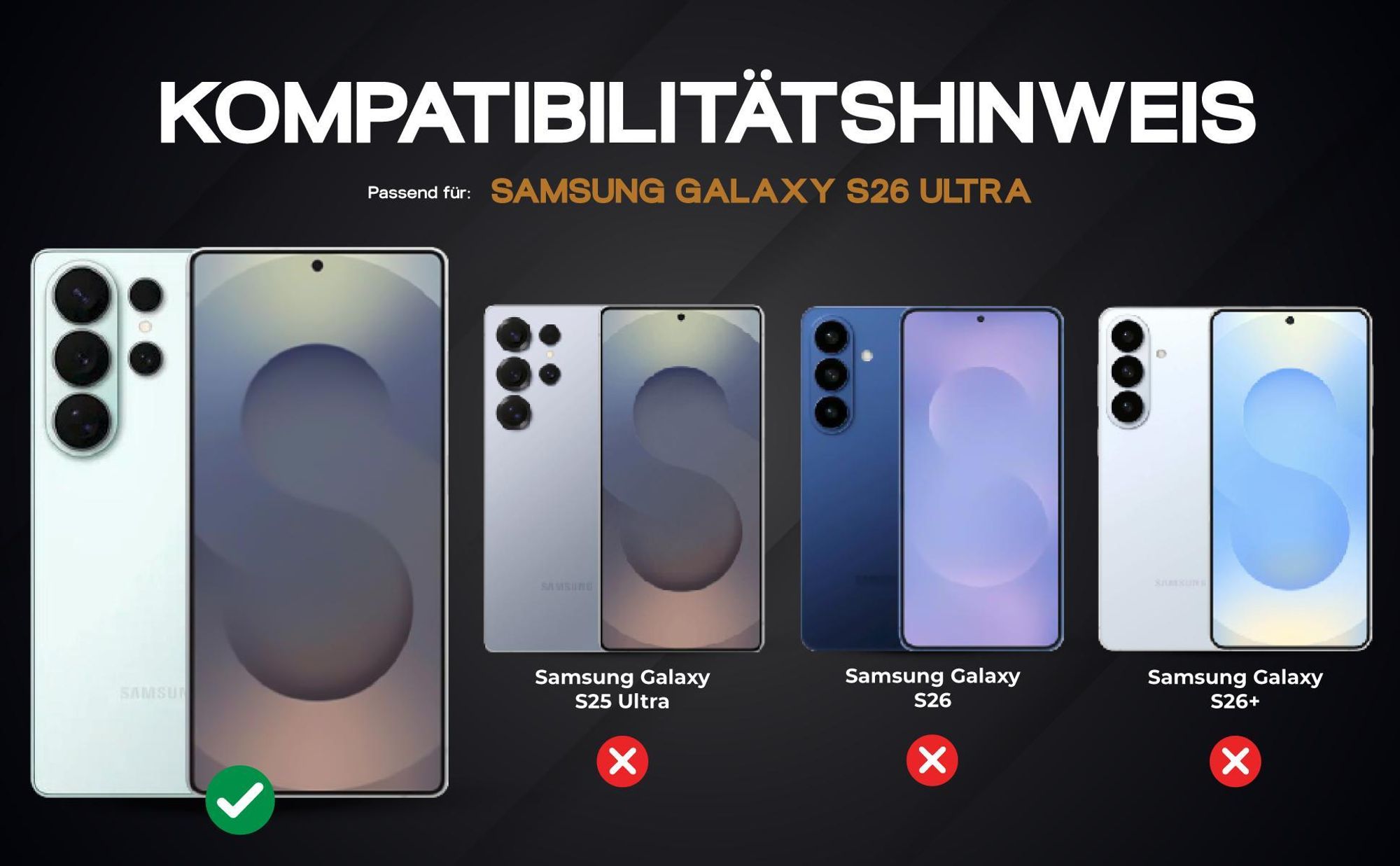 Kompatibilitätshinweise Hülle für Samsung Galaxy S26 Ultra