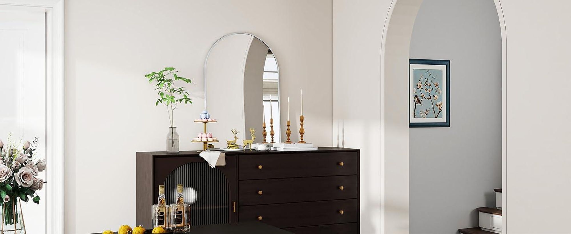 Koonmi Wandspiegel 51×76cm mit Aluminiumrahmen,dekorativer HD Wandspiegel Schminkspiegel für Badzimmer, unbrechbarer Spiegel Schwarz