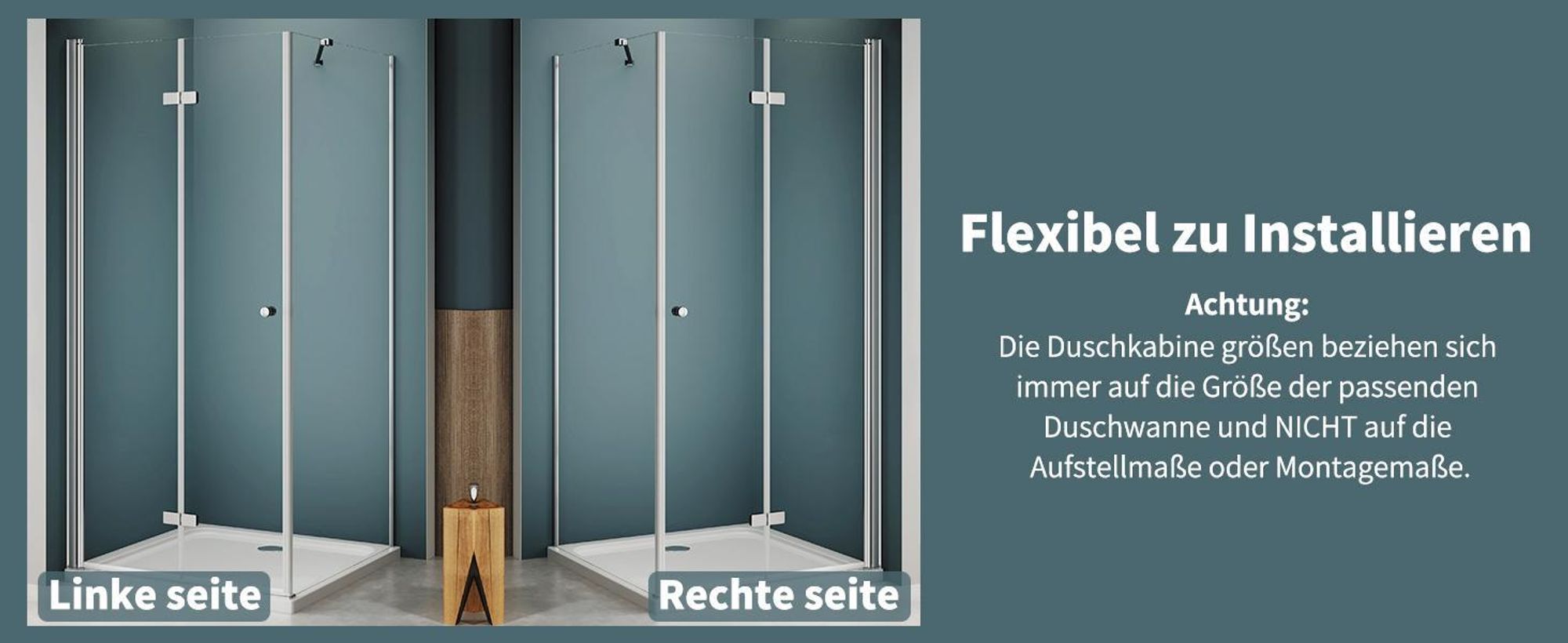 Faltbar Duschkabine Eckeinstieg 80x80x185cm Falttür mit Seitenwand ESG Glas Eckdushe Duschabtrennung Rahmenlos Faltdusche,OHNE Duschwanne