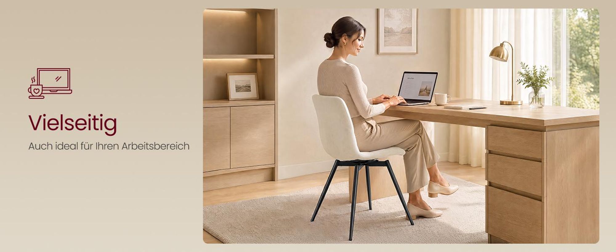 VASAGLE Drehbare Esszimmerstühle 4er Set, Ergonomische Polsterstühle aus Samt, 43 x 52 x 83 cm, Beige