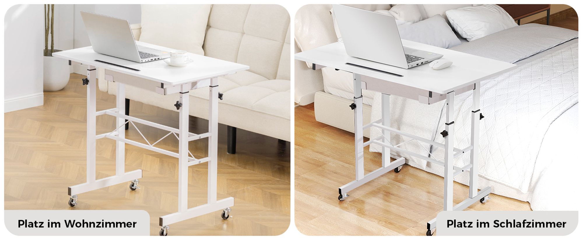 GTPLAYER Höhenverstellbarer Schreibtisch, Computertisch Laptoptisch mit Schubladen,Tisch höhenverstellbar 80 * 50*(73-115) cm Standing Desk mit Rollen