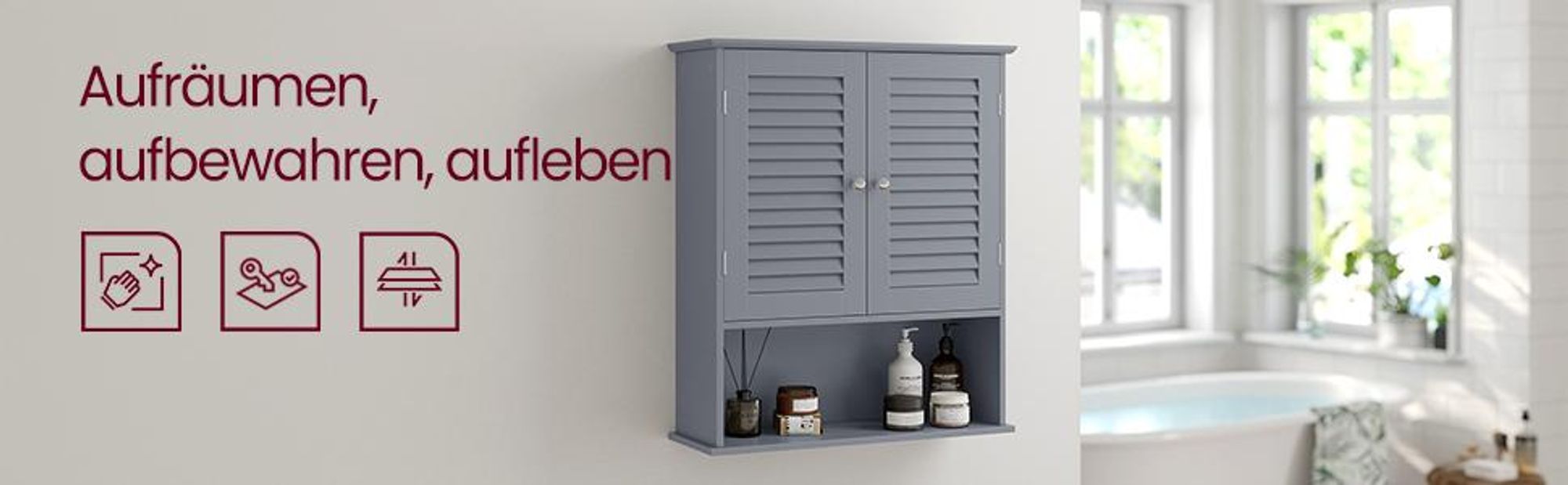 VASAGLE Hängeschrank Badezimmerschrank Wandschrank, 20 x 60 x 70 cm