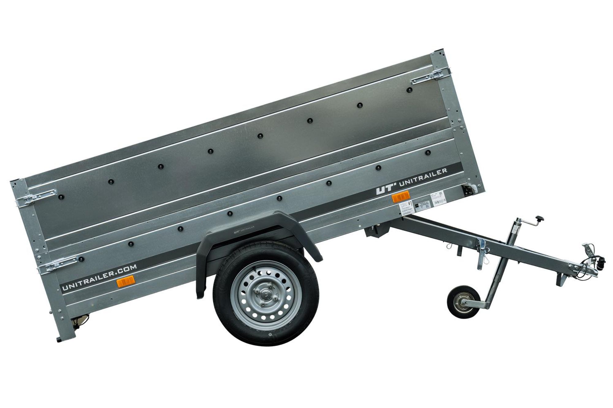 Pkw Anhänger Kipper 230x125 Garden Trailer 230 KIPP Unitrailer 750 kg mit Stützrad und zusätzlichen Bordwänden
