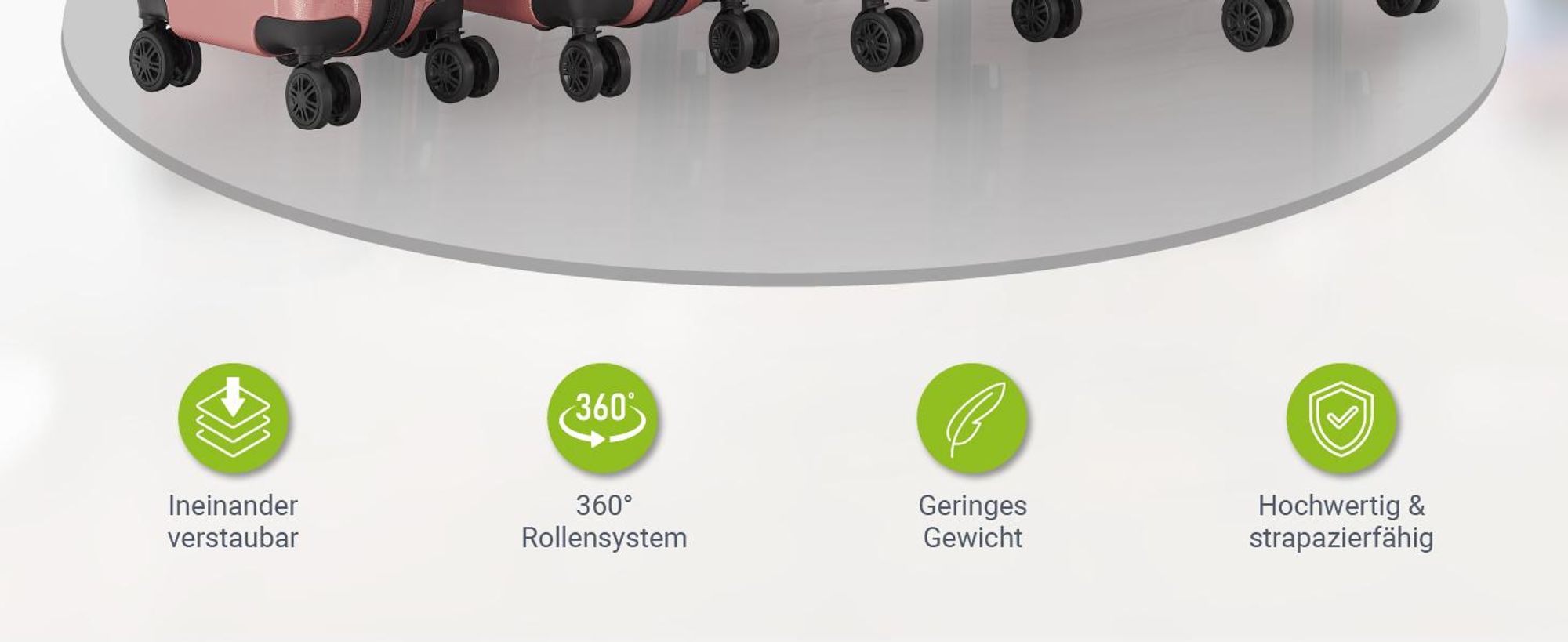 Juskys Hartschale Kofferset Reisekoffer 4 teilig - Zahlenschloss, geräuscharme 360° Rollen groß, Teleskopgriff, leicht - Koffer in Rosa