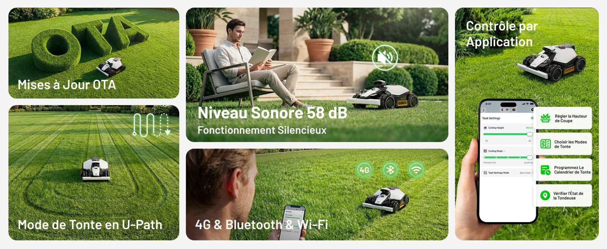 Tondeuse robot Mammotion LUBA Mini 2 AWD 1000 sans fil périphérique, jusqu'à 1000m², triple caméra IA + NetRTK, tonte des bordures, DropMow, pente 80%