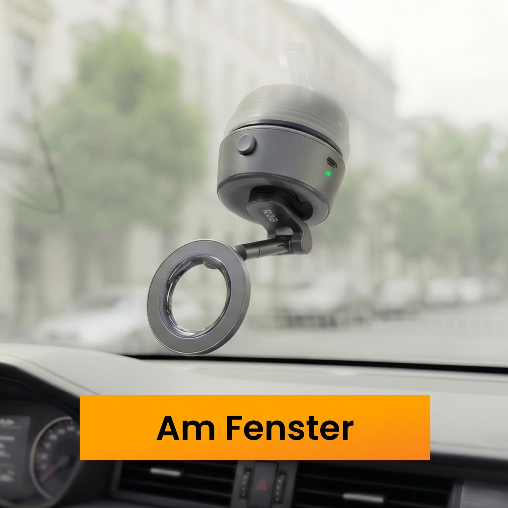 R2B Autohandyhalterung mit elektrischem Vakuum-Saugnapf, magnetisch und klappbar, für Armaturenbrett und Scheibe, kompatibel mit MagSafe