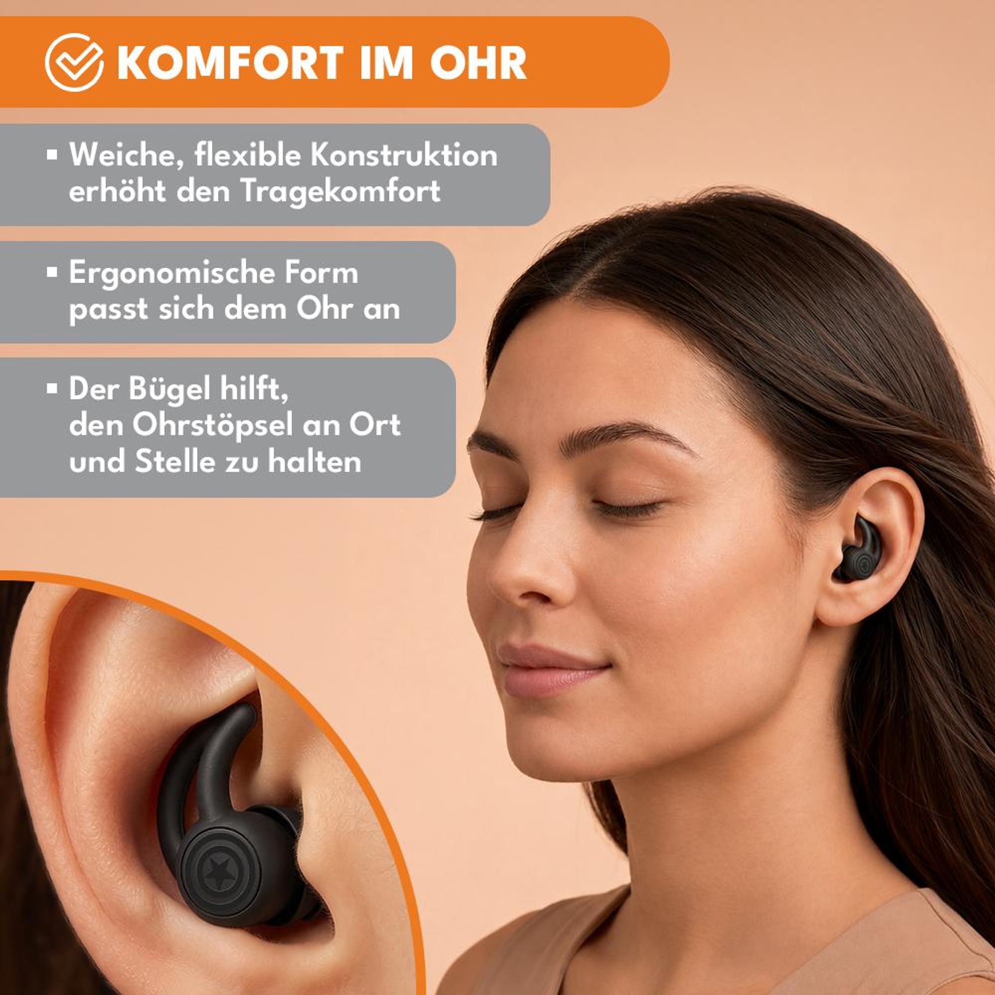 KRUMAD Silikon Ohrstöpsel 6 Paar, Gehörschutz zum Schwimmen und Reisen, Wasserschutz Ohrstöpsel mit L/R Kennzeichnung und Aufbewahrungsbox