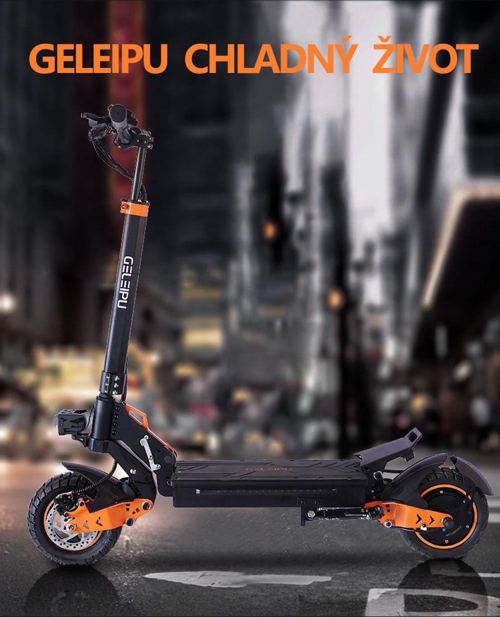 Elektrický skúter GELEIPU Z1 – batéria 48 V 20 Ah, pneumatiky 10", kotúčové brzdy – čierny