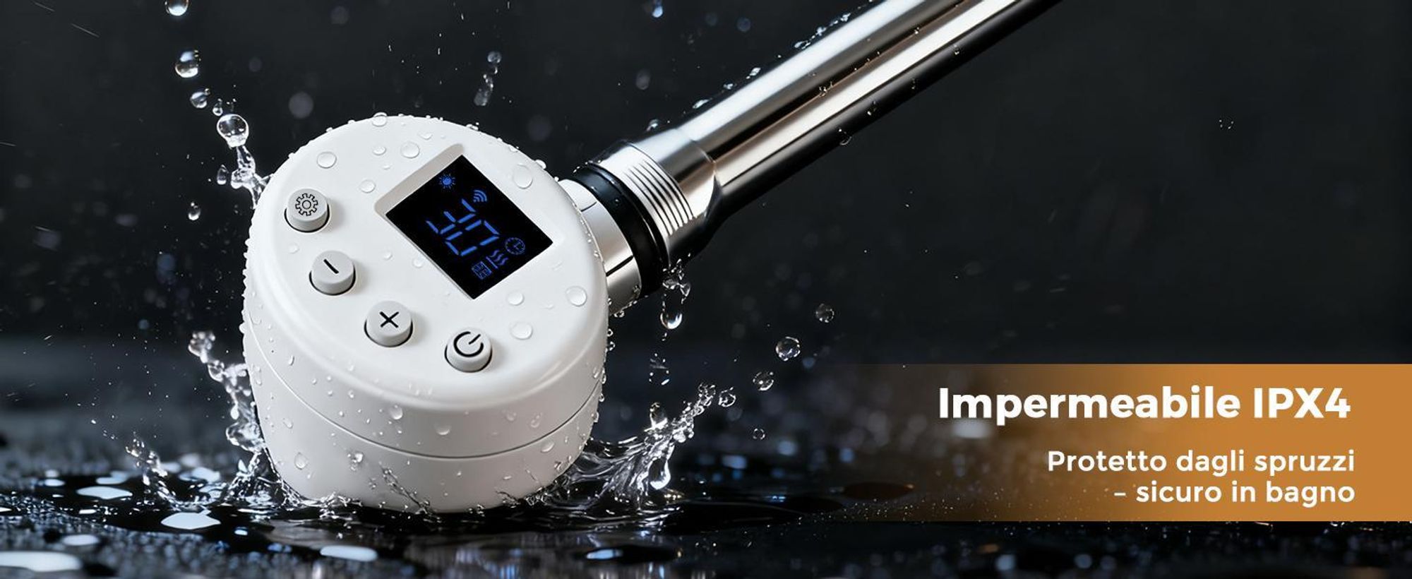 S'AFIELINA riscaldatore a immersione con termostato 900W, timer programmabile e display LCD, WiFi, per radiatori bagno, acciaio inox, controllo intelligente, bianco