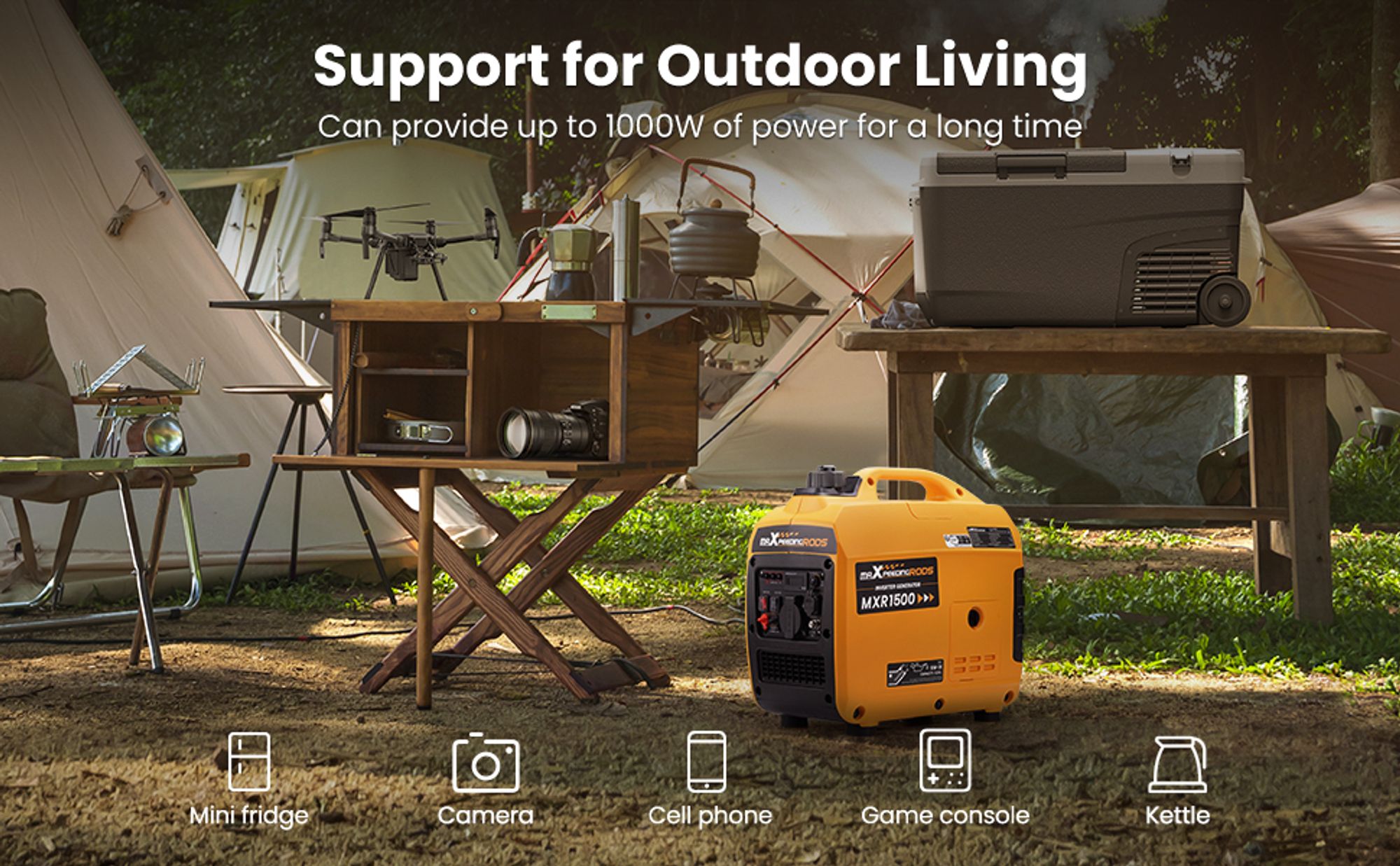 MaXpeedingrods 1000W 1200W Generator inwerterowy Generator benzynowy Generator awaryjny do kampera RV