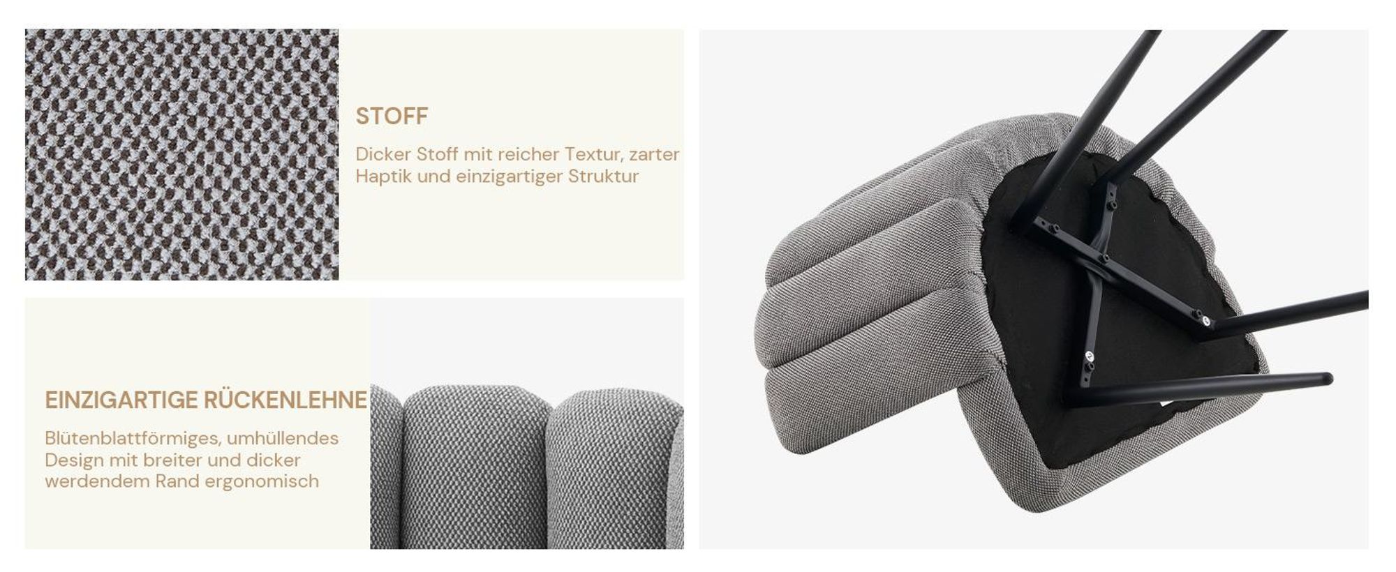 CLIPOP Esszimmerstuhl, Küchenstuhl aus Samt, 1er Set gepolsterter Wohnzimmerstuhl, Akzentsessel für Schlafzimmer,Dunkelgrau